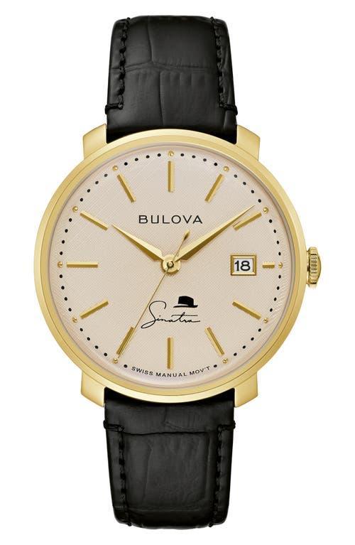 Bulova Mens Frank Sinatra Brown Leather Strap Watch 40mm Product Image