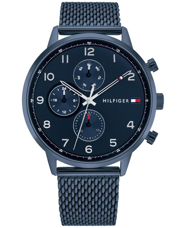 Tommy Hilfiger Mens Blue-Tone Stainless Steel Mesh Bracelet Watch 44mm - Stainless Steel Product Image