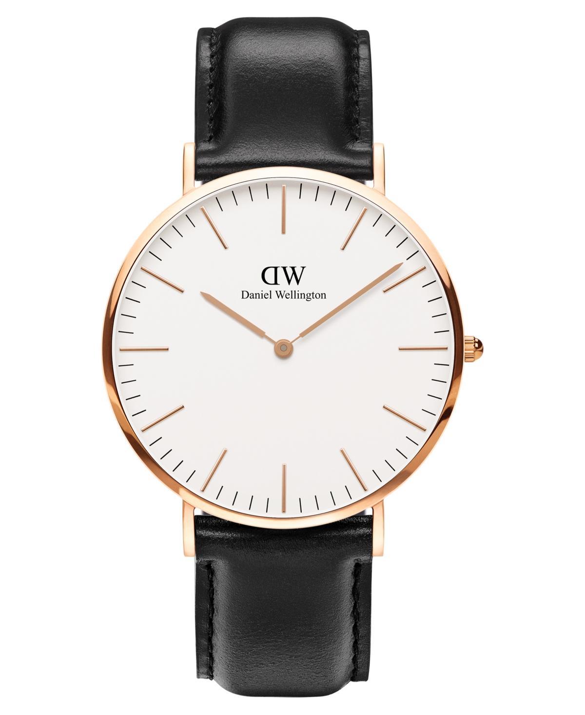 Daniel Wellington Mens Classic Sheffield Black Leather Watch 40mm Product Image