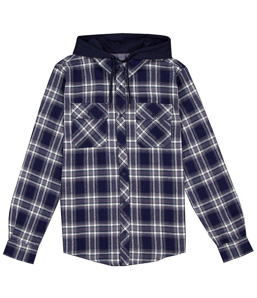 Silver Jeans Co. Long Sleeve Plaid Flannel Hoodie Product Image