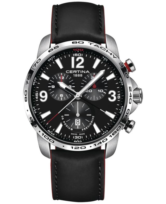 Certina Mens Swiss Chronograph Ds Podium Black Leather Strap Watch 44mm Product Image