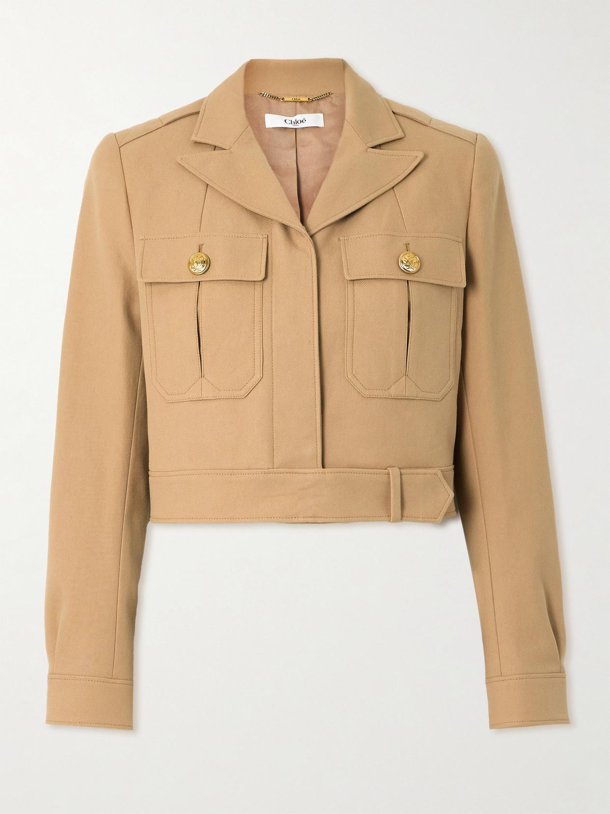 Cropped Cotton-drill Jacket In Worn Brown Product Image