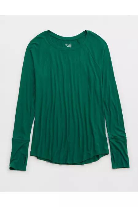 OFFLINE By Aerie Thumbs Up Ribbed Raglan Long Sleeve T-Shirt Women's Product Image