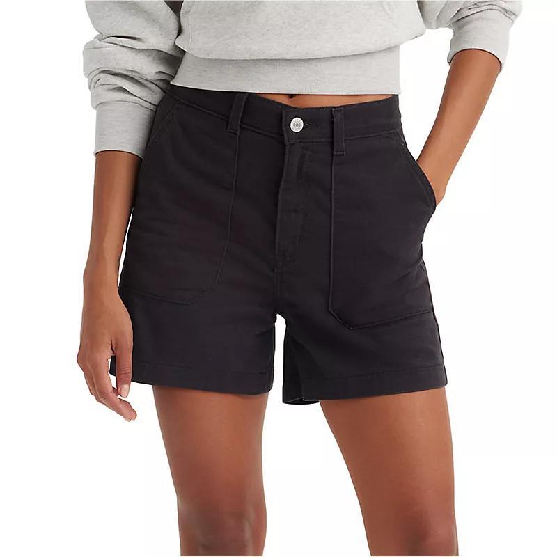 Womens Levis Slim Twill Midrise Utility Shorts Black Product Image