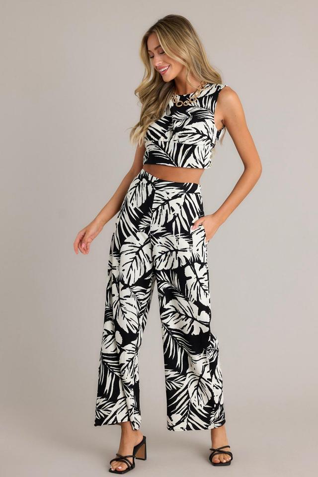 Shadow Palm Black Tropical Print Pants Product Image