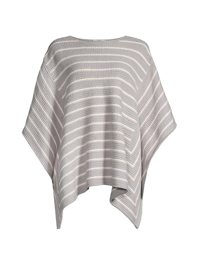 Womens Stripe Cotton Crochet Poncho Product Image