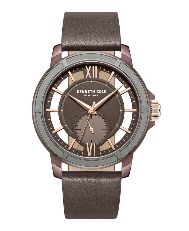 Kenneth Cole New York Mens Transparency Brown Genuine Leather Watch 44mm Product Image