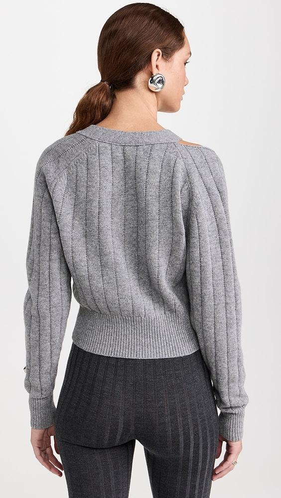 RECTO Bold Rib Slit Detail V Neck Sweater | Shopbop Product Image