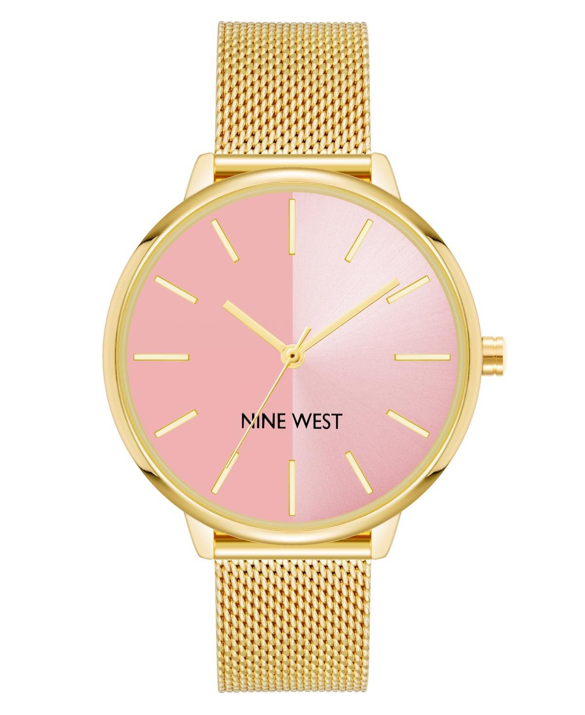 Nine West Womens Quartz Gold-Tone Stainless Steel Mesh Band Watch, 40mm - Green Product Image