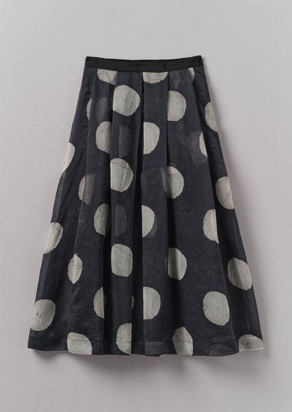 Batik Dot Pleated Skirt | Black/Ecru Product Image