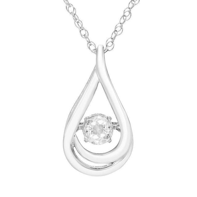 Boston Bay Diamonds Brilliance in Motion Sterling Silver Lab-Created White Sapphire Teardrop Pendant Necklace, Womens Product Image