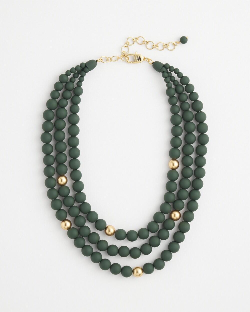 Green Beaded Bib Necklace   Chico's - Green - Women Product Image