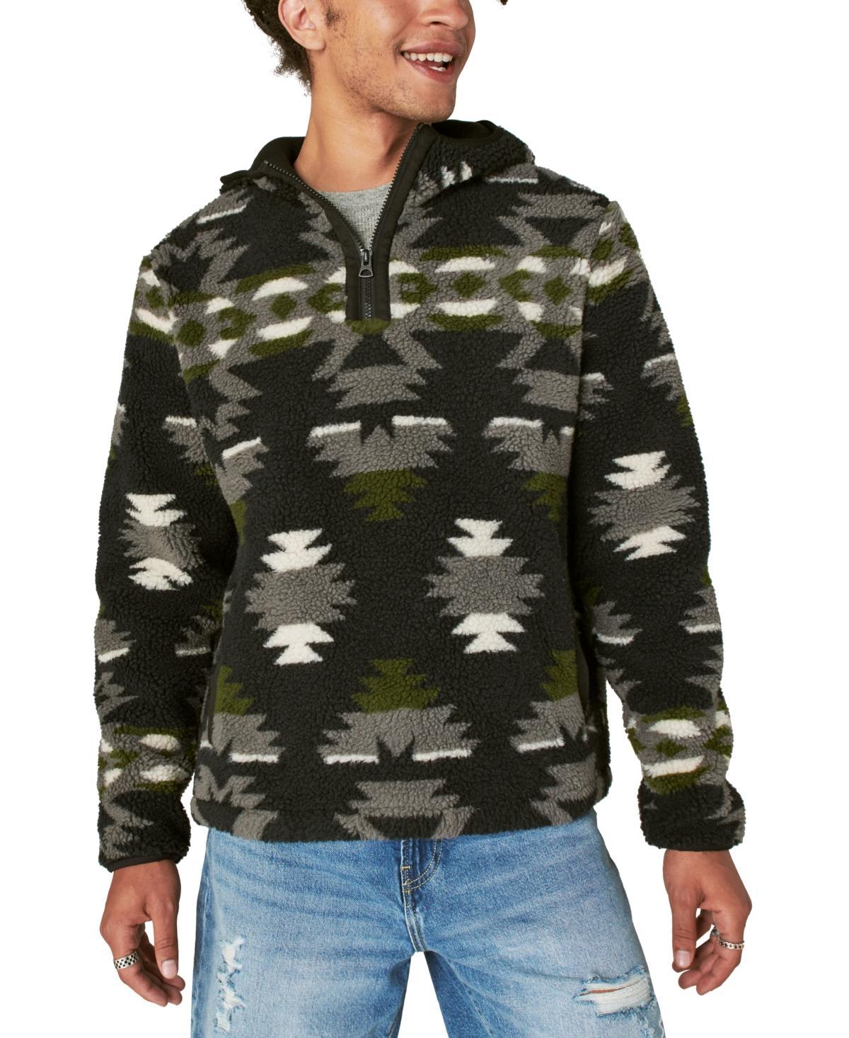 Lucky Brand Mens High Pile Fleece Half-Zip Camo Hoodie Product Image