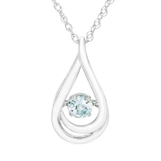 Boston Bay Diamonds Sterling Silver Brilliance-in-Motion Aquamarine Teardrop Pendant Necklace, Womens Product Image