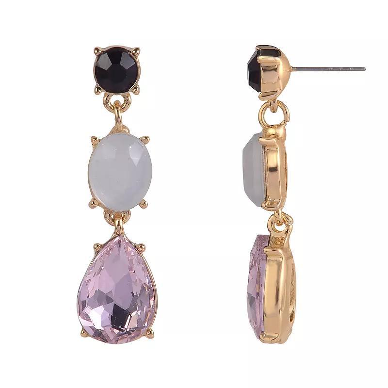 Emberly Gold Tone Three Stone Drop Earrings, Womens, Pink Product Image