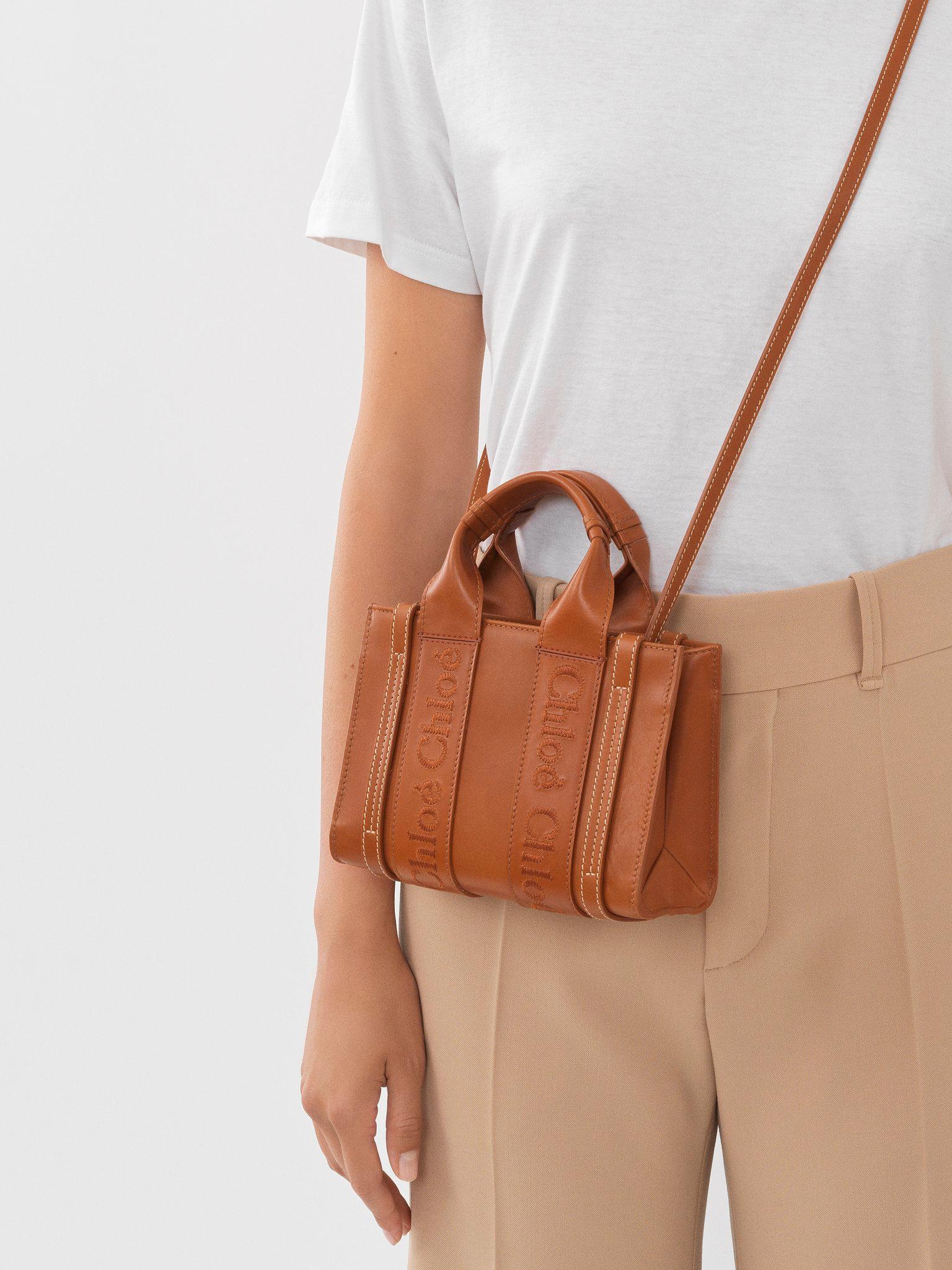 Mini Woody tote bag in soft leather Product Image