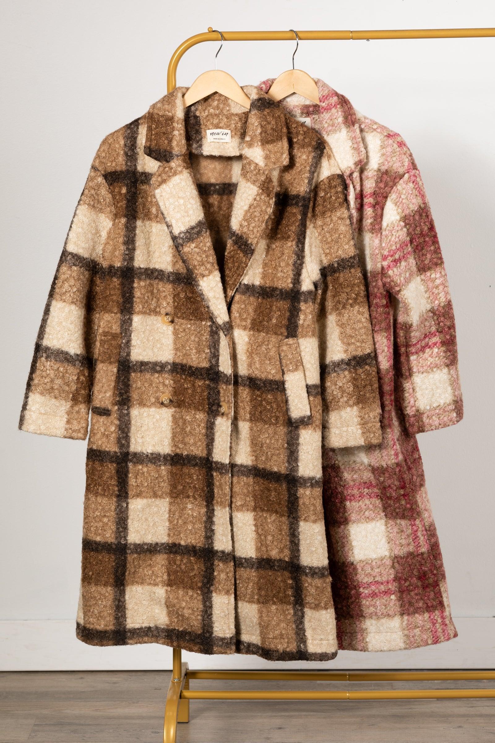 Oversized Plaid Soft Fuzzy Button Down Coat Product Image