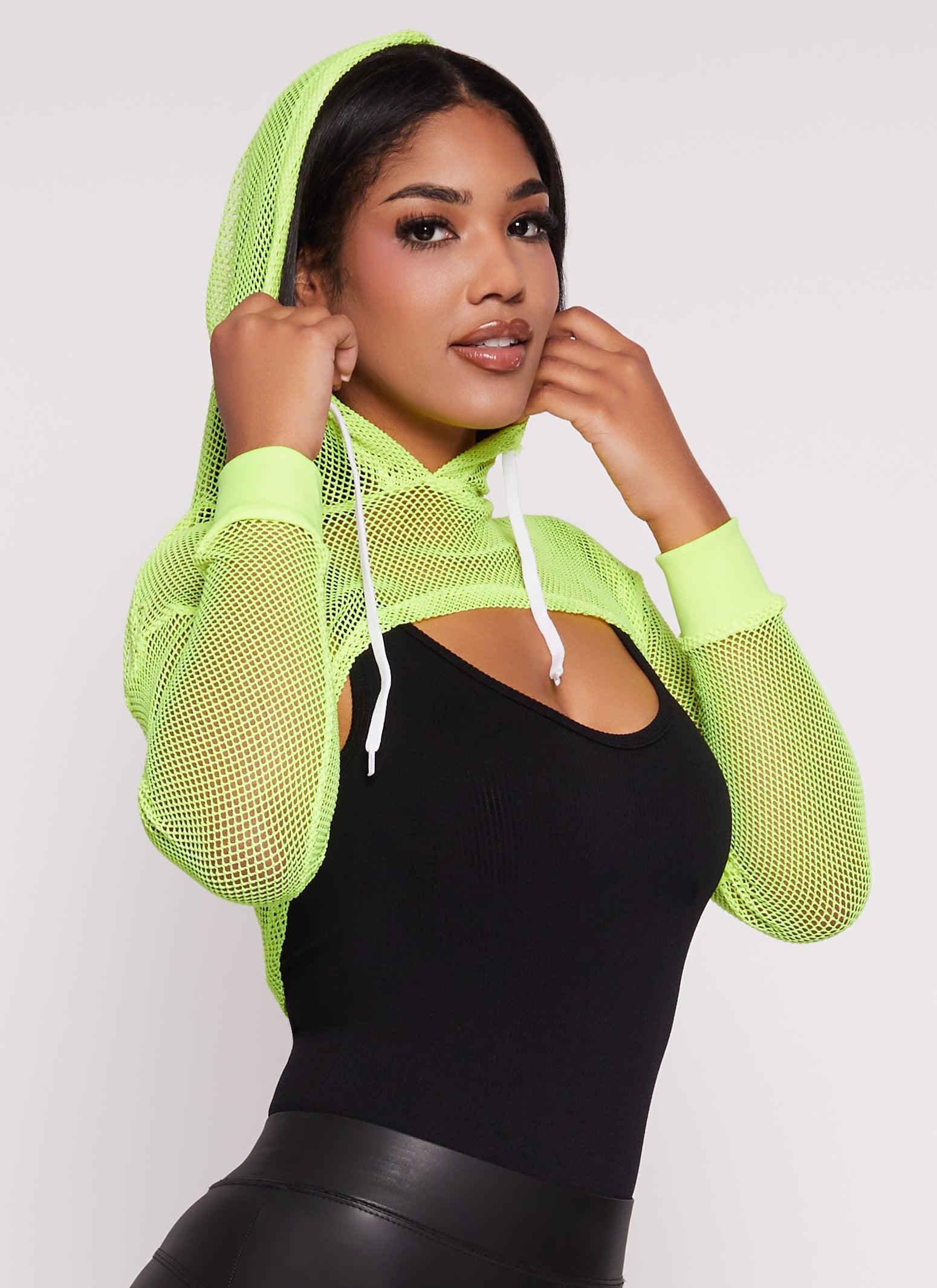 Womens Fishnet Hooded Shrug Product Image