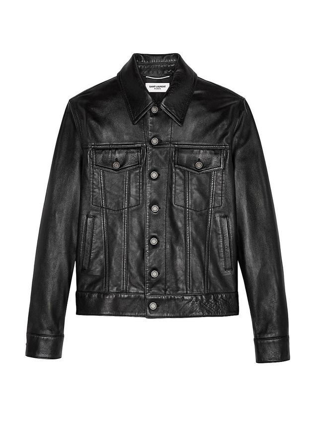 Mens Lambskin Denim Jacket Product Image