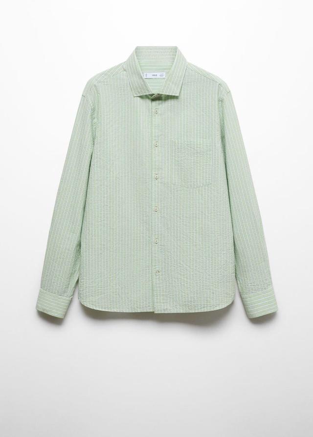 MANGO MAN - Classic-fit printed cotton shirt pastel greenMen Product Image