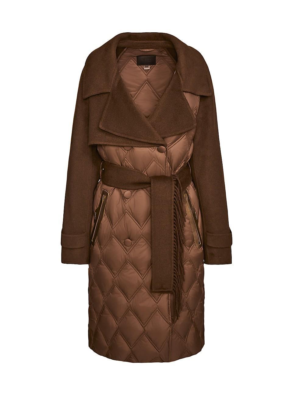 Womens Zoe Quilted Double-Breasted Trench Coat Product Image