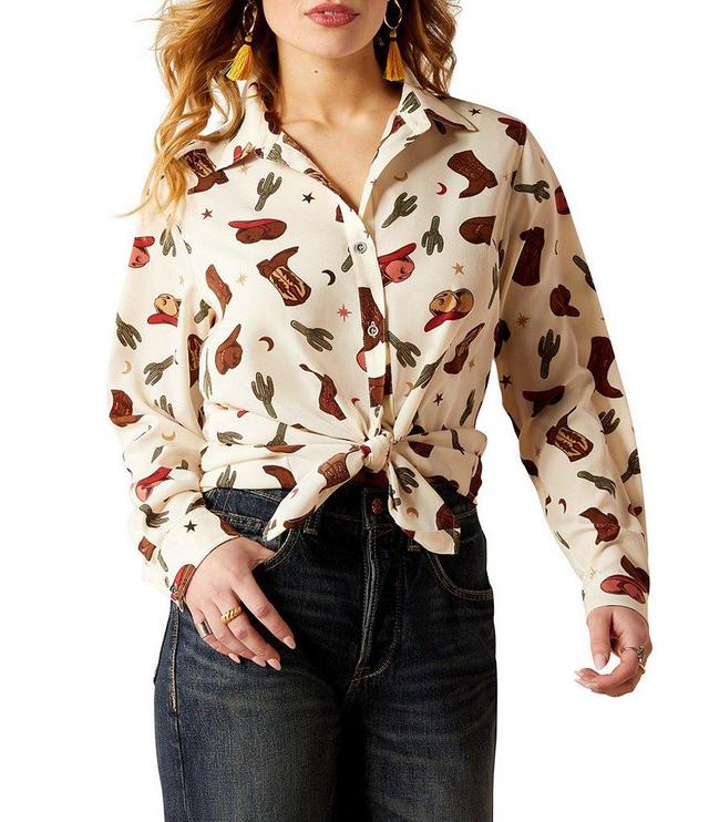 Ariat Homestyle Western Cowgirl Spread Collar Long Sleeve Button Down Shirt Product Image