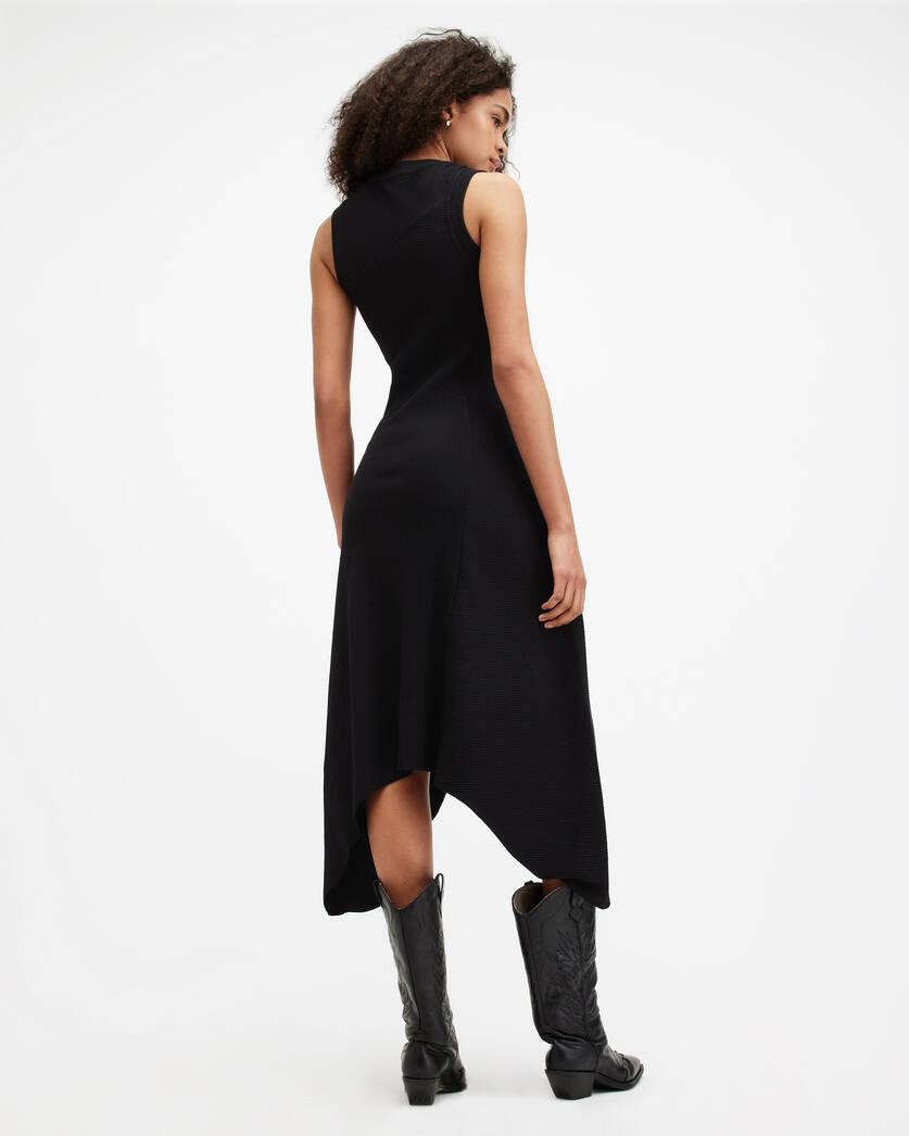 Gia Asymmetrical Ribbed Midi Dress Product Image