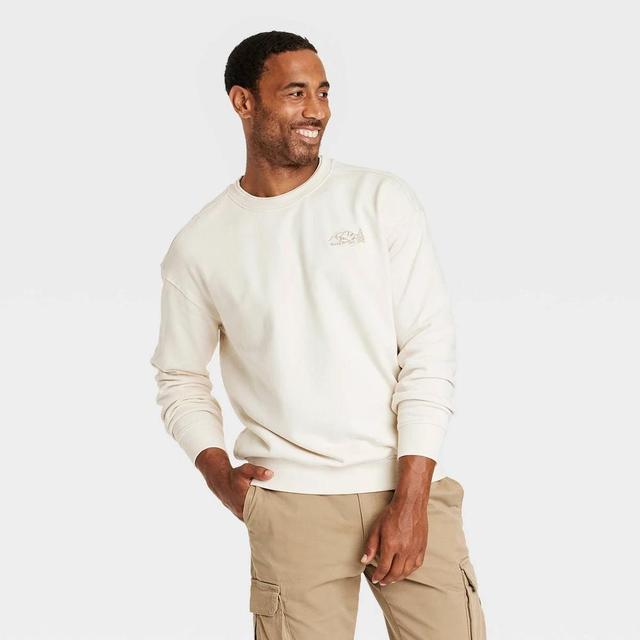 Mens French Terry Crewneck Pullover Sweatshirt - Goodfellow & Co Cream Product Image