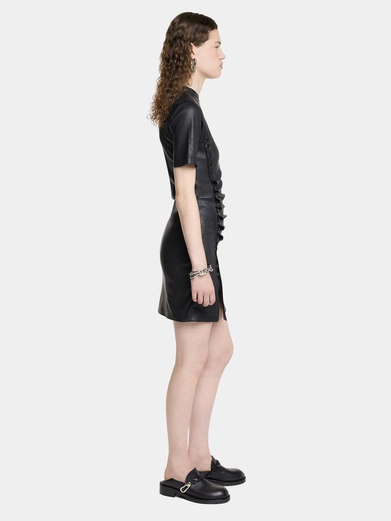 SHORT GATHERED DRESS IN LAMBSKIN Product Image