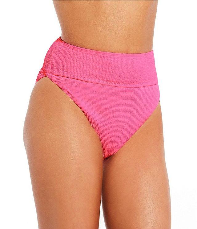 GB Solid Scrunchie Textured Wide Band High Waisted Swim Bottom Product Image