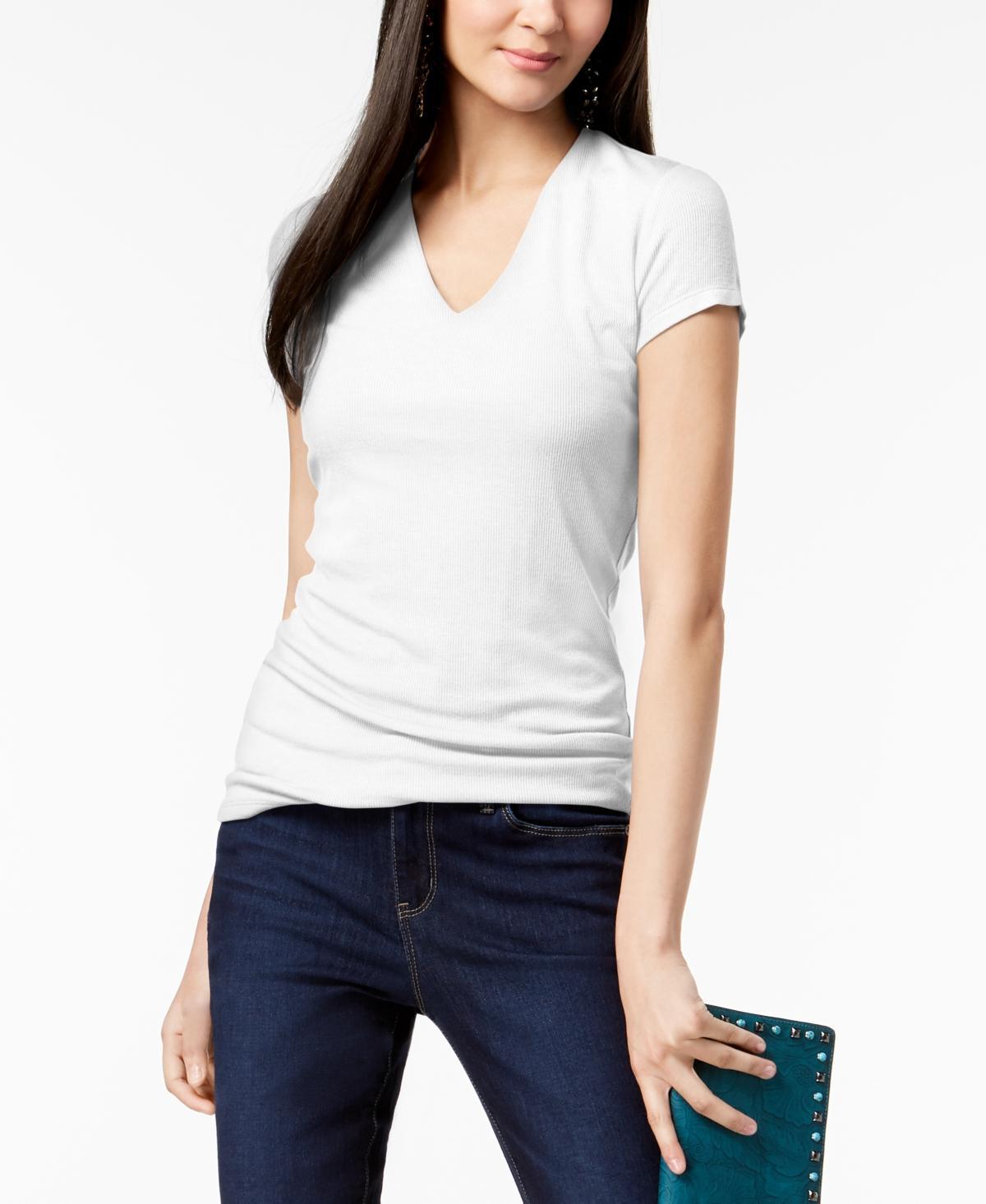 I.n.c. International Concepts Womens Ribbed V-Neck Top, Created for Macys Product Image