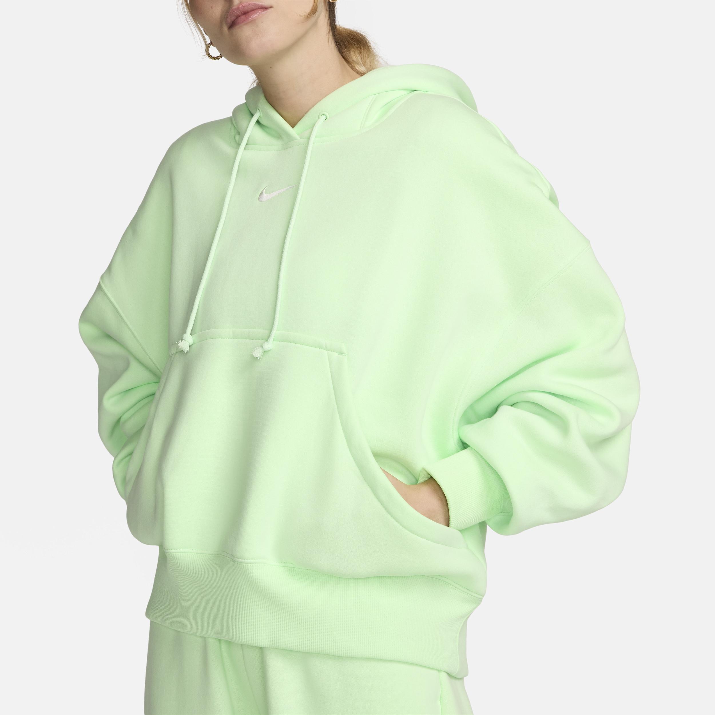 Nike Womens Nike PHNX Fleece OS Pullover Hoodie - Womens Vapor Green/Sail Product Image