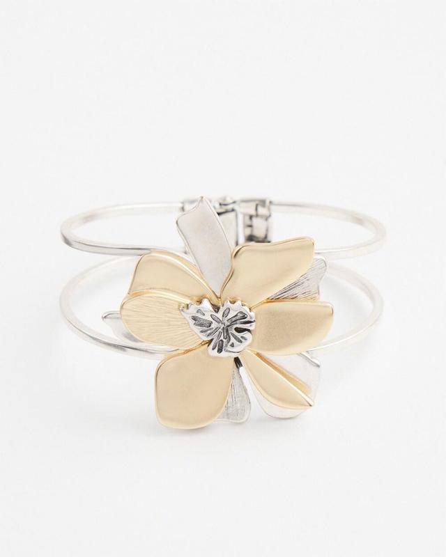 Floral Hinge Cuff Bracelet   Chico's - Mixed Metals - Women Product Image