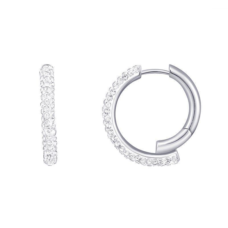 Chrystina Crystal Bypass Hoop Earrings, Womens, Silver Tone Product Image