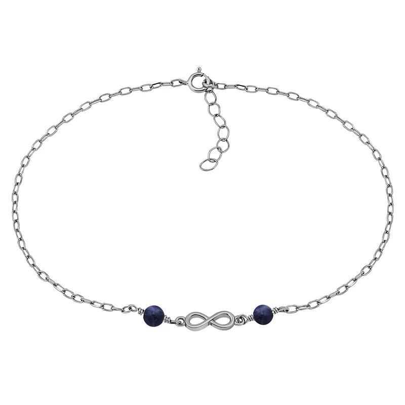 Aleure Precioso Sterling Silver Polished Infinity Charm Anklet, Womens Multicolor Product Image