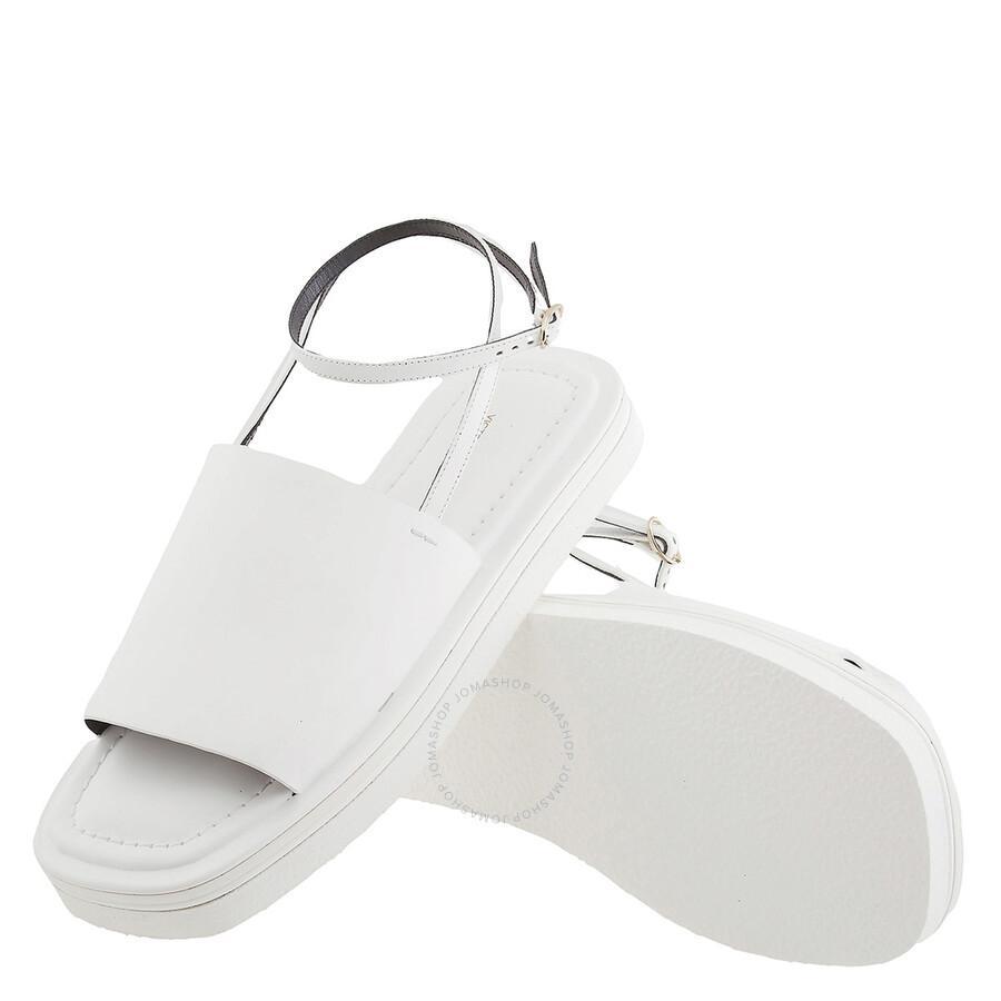 Ladies White Frances Calfskin Ankle Strap Sandals Product Image