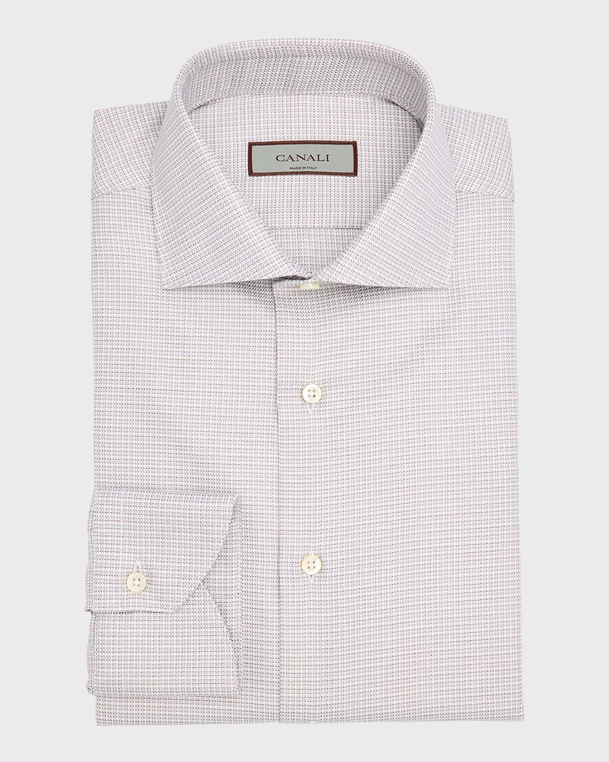 Mens Cotton Micro-Check Dress Shirt Product Image