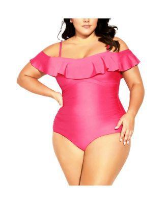 Womens Plus Size Ingrid Ruffle 1 Piece Swimsuit Product Image