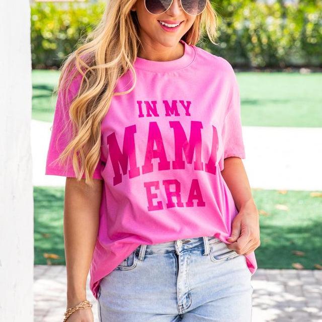 In My Mama Era Hot Pink Oversized Graphic Tee Product Image