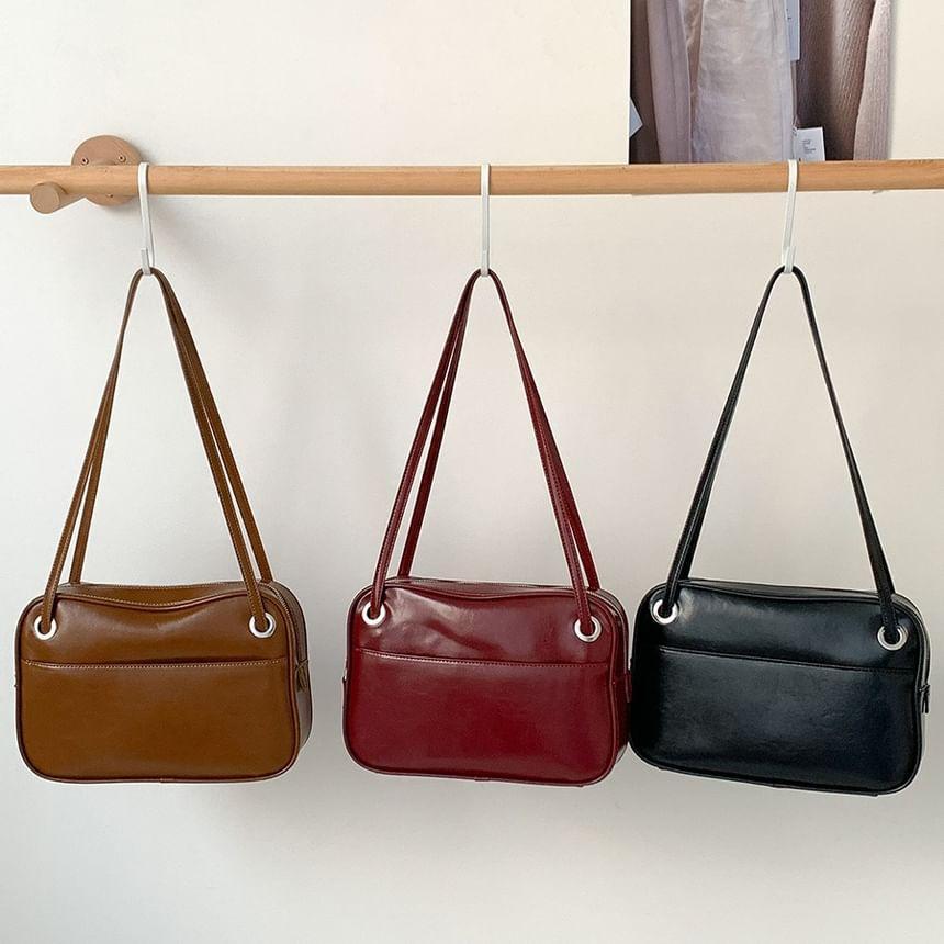 Plain Faux Leather Tote Bag Product Image