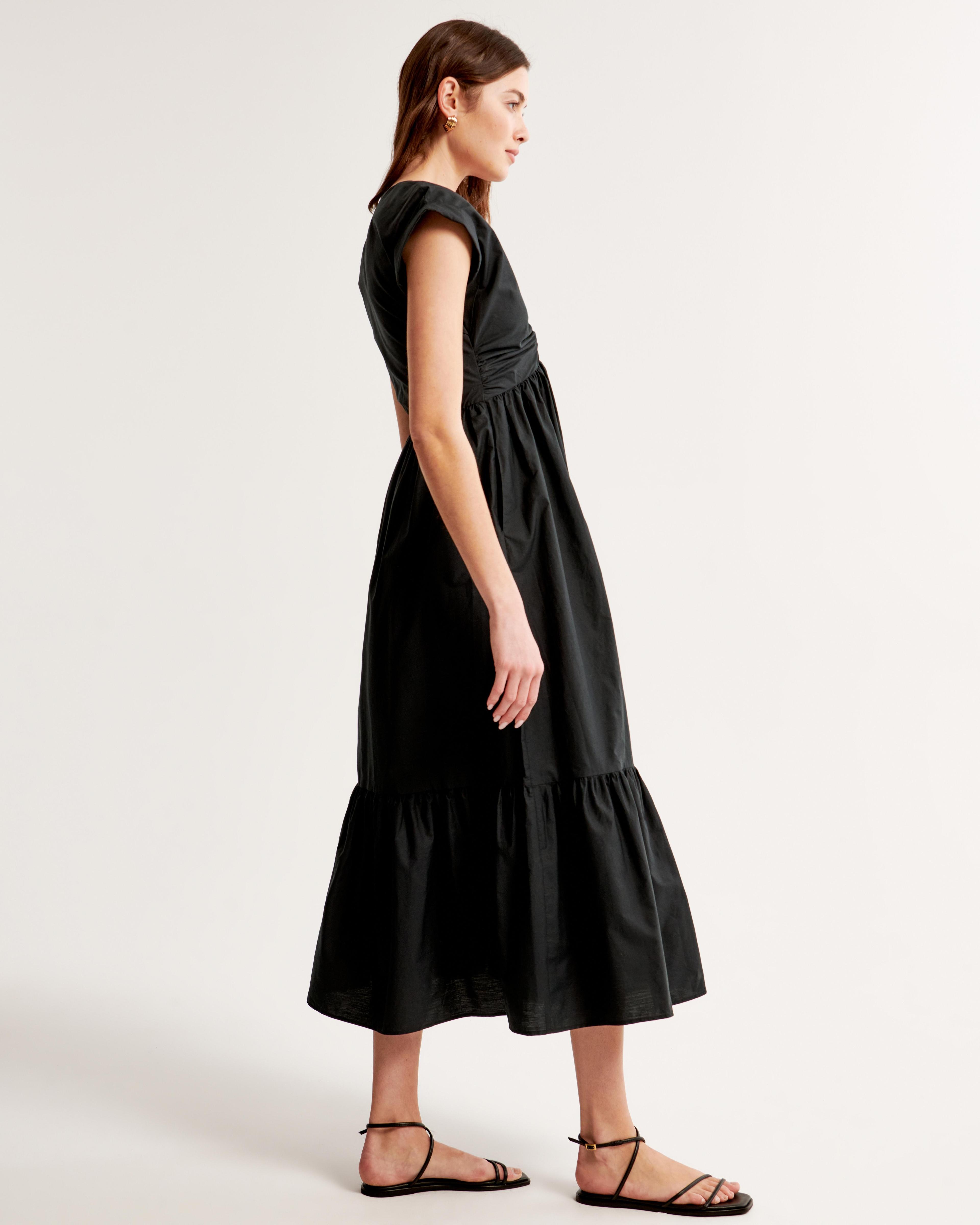 Cinch-Front Poplin Midi Dress Product Image