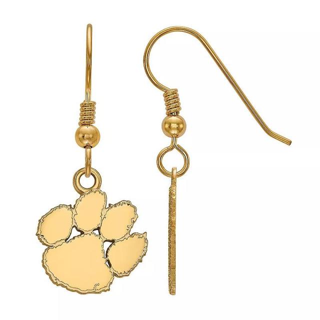 Womens Sterling Silver 14k Gold Plated Clemson Tigers Dangle Earrings Product Image