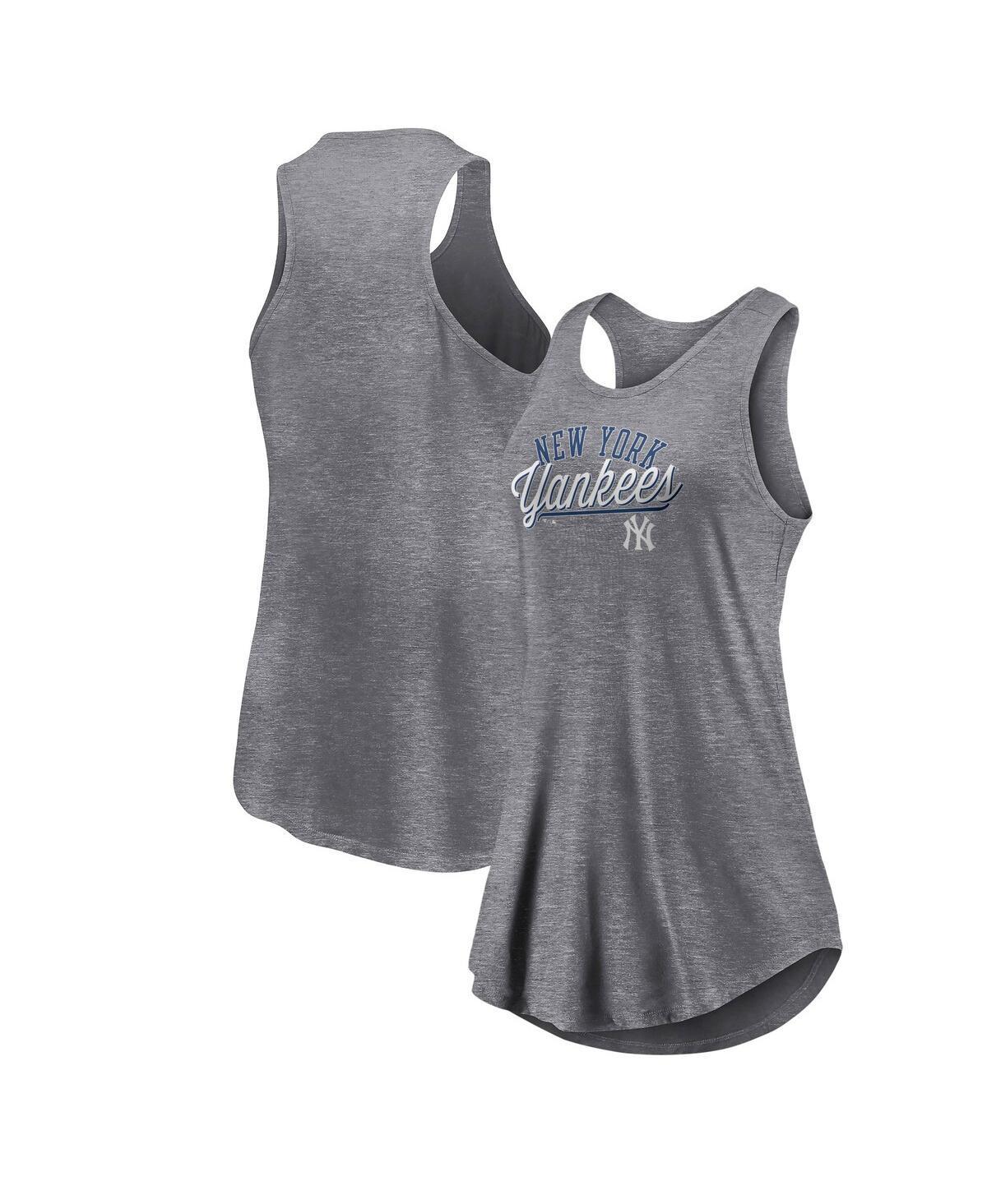 Womens Fanatics Heather Gray New York Mets Simplicity Swing Racerback Scoop Neck Tank Top Product Image