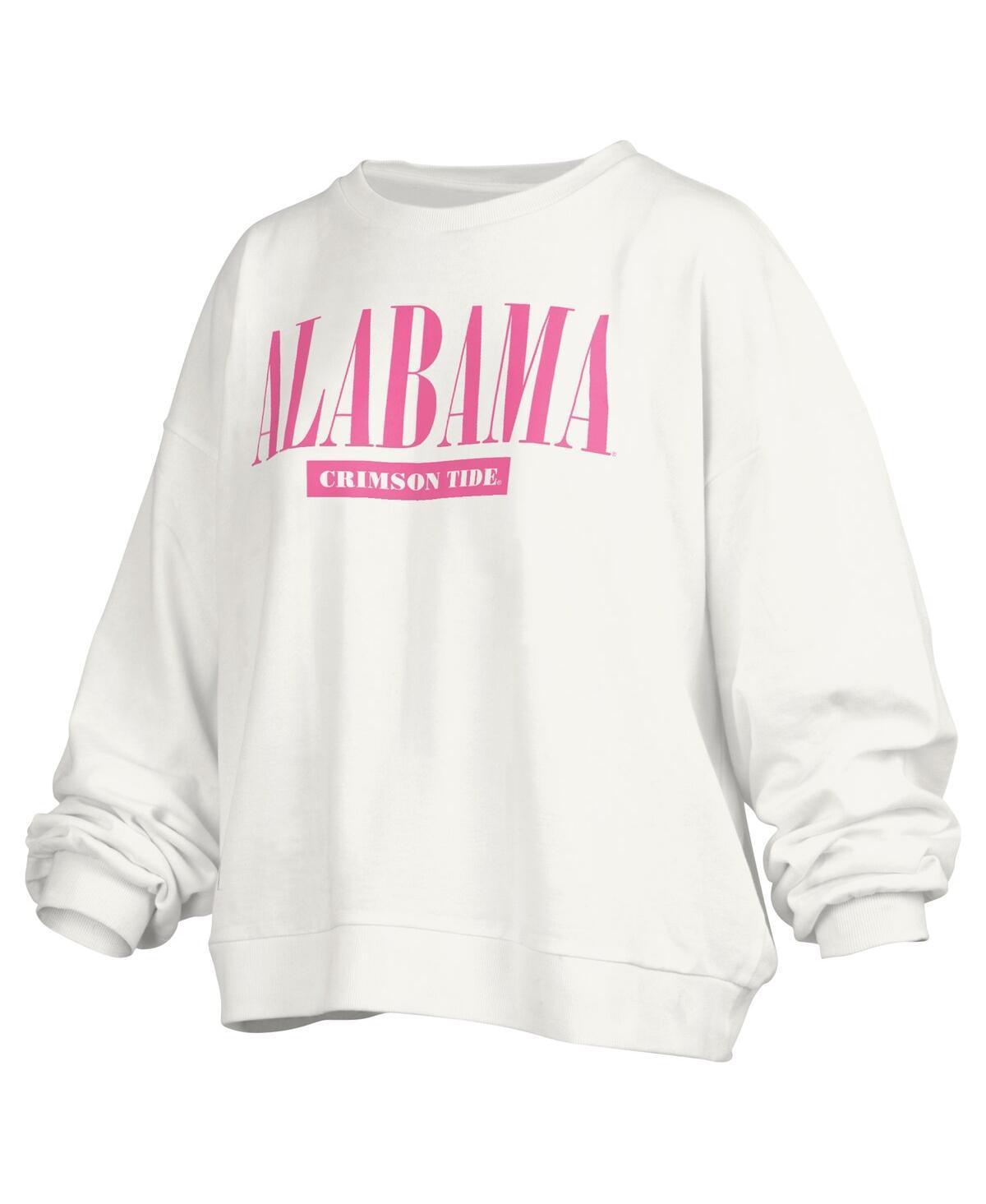 Womens Pressbox White Alabama Crimson Tide Sutton Janise Waist Length Oversized Pullover Sweatshirt Product Image