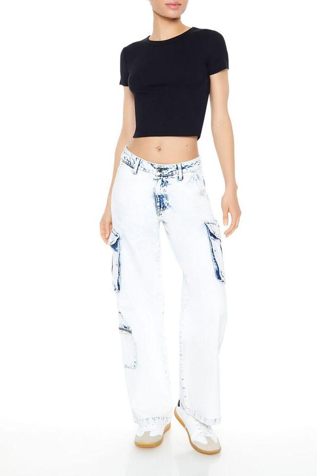 Acid Wash Straight Cargo Jeans | Forever 21 Product Image