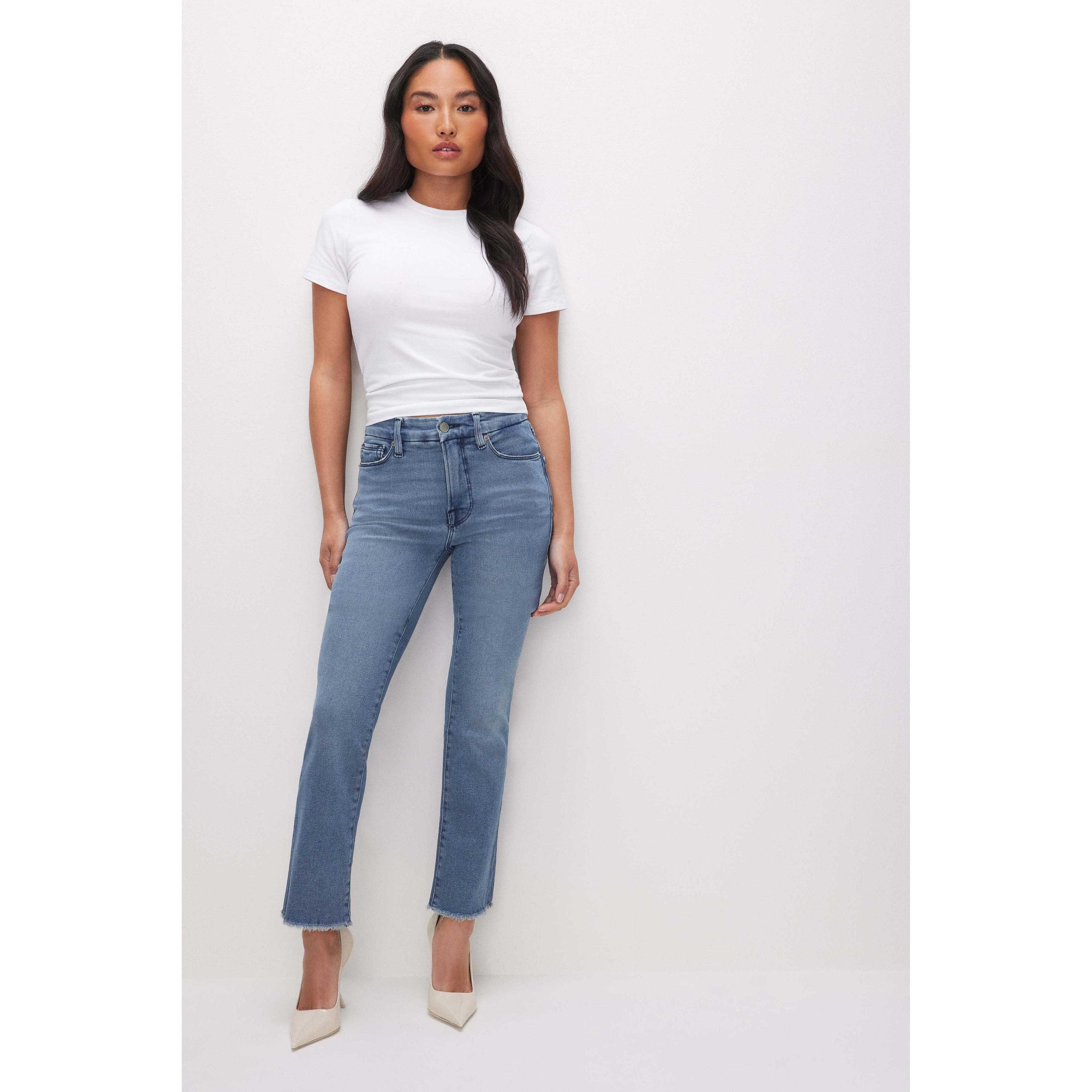 Womens Good Petite Straight Jeans | Blue, Size 6 | Good American by Khlo Kardashian product image