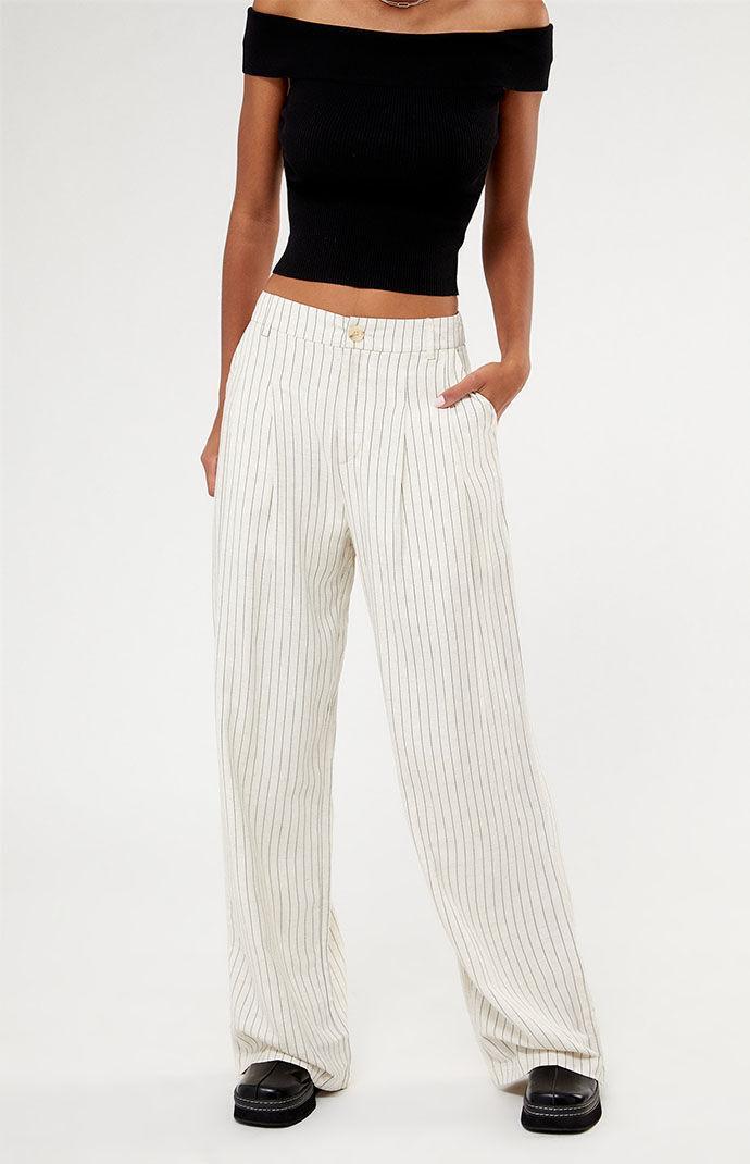 Women's Pinstripe Linen Trousers Product Image