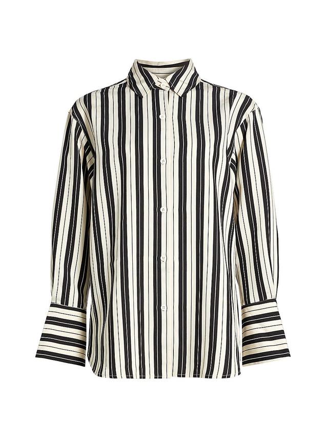 Womens Striped Long-Sleeve Shirt Product Image