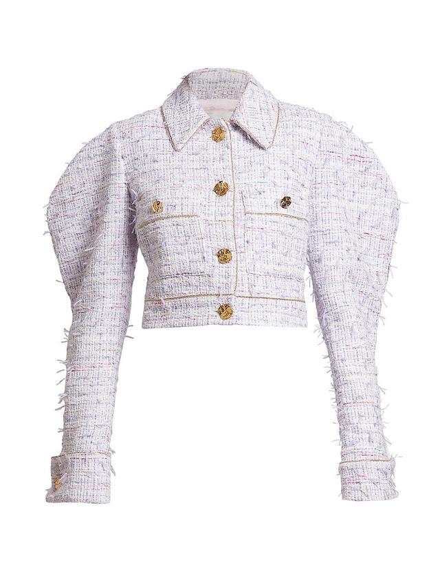 Womens Embellished Tweed Jacket Product Image