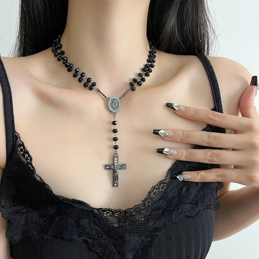 Cross Alloy Pendant Acrylic Bead Choker Product Image